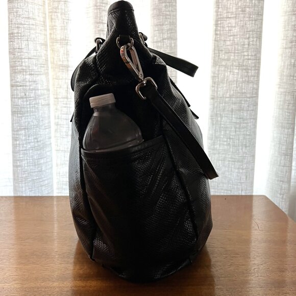 Authentic TUMI Faux Leather Snake Pattern Hobo Handbag/Tote in Black - Picture 4 of 16